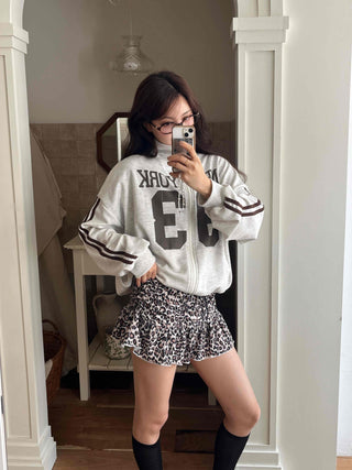 Leopard Shirred Mini Skirt