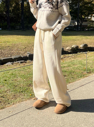 Soft Daily Cotton Roll-up Wide Slacks