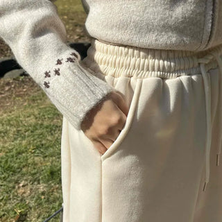 Soft Daily Cotton Roll-up Wide Slacks