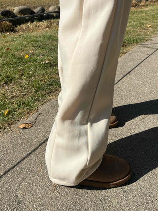 Soft Daily Cotton Roll-up Wide Slacks