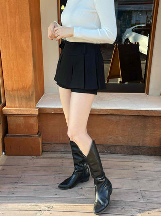 Basic Daily Boxy Pleated High-Waisted Mini Skirt