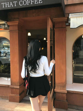 Basic Daily Boxy Pleated High-Waisted Mini Skirt