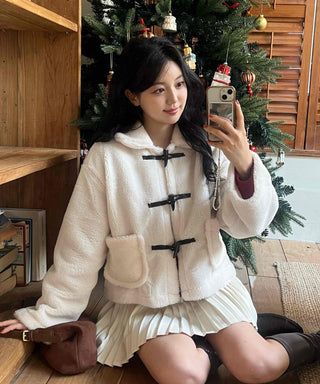 Boa Hooded Sherpa Toggle Short Jacket