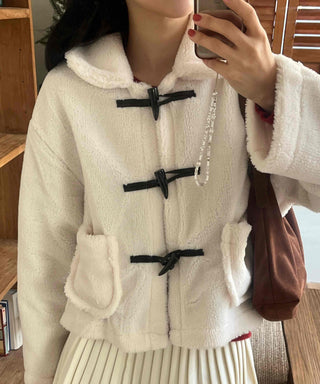 Boa Hooded Sherpa Toggle Short Jacket