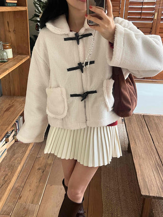 Boa Hooded Sherpa Toggle Short Jacket