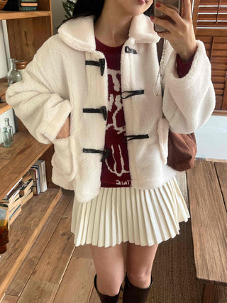 Boa Hooded Sherpa Toggle Short Jacket
