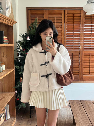 Boa Hooded Sherpa Toggle Short Jacket