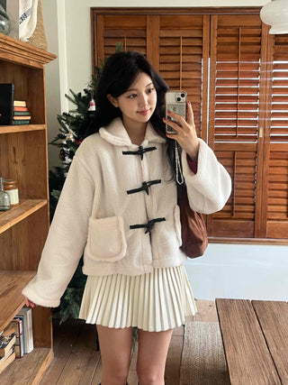Boa Hooded Sherpa Toggle Short Jacket