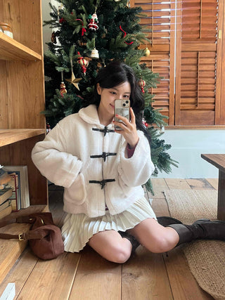 Boa Hooded Sherpa Toggle Short Jacket