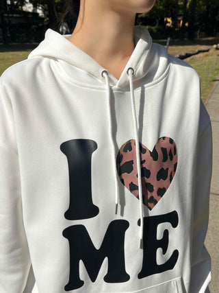 Daily Big Lettering Heart Leopard Patch Oversized Hoodie
