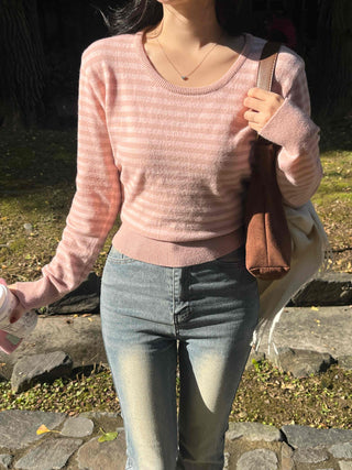 Soft Tencel Crop Ribbed Round Neck Knit