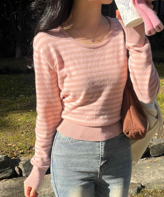 Soft Tencel Crop Ribbed Round Neck Knit