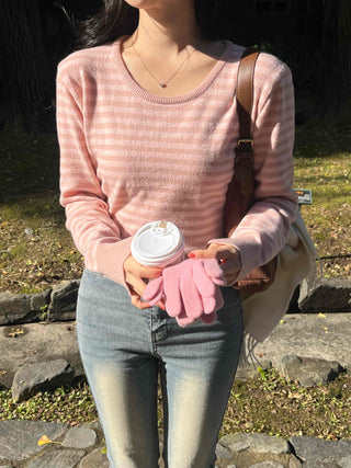 Soft Tencel Crop Ribbed Round Neck Knit