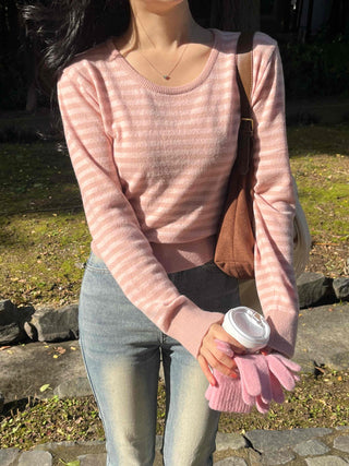 Soft Tencel Crop Ribbed Round Neck Knit