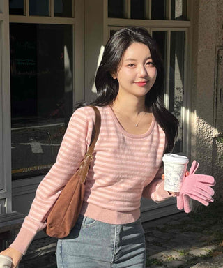 Soft Tencel Crop Ribbed Round Neck Knit