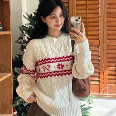 Fair Isle Christmas Cable Jacquard Knit