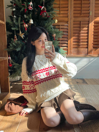 Fair Isle Christmas Cable Jacquard Knit