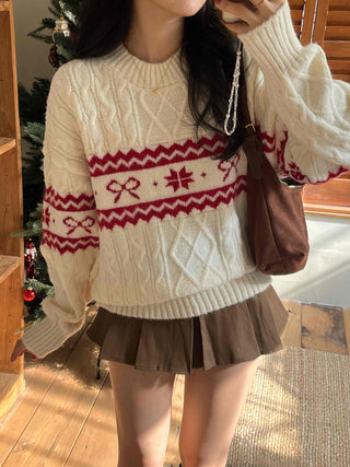 Fair Isle Christmas Cable Jacquard Knit