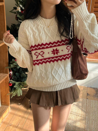 Fair Isle Christmas Cable Jacquard Knit