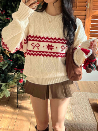 Fair Isle Christmas Cable Jacquard Knit