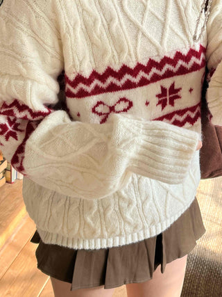 Fair Isle Christmas Cable Jacquard Knit