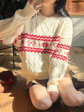 Fair Isle Christmas Cable Jacquard Knit
