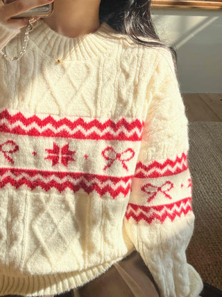 Fair Isle Christmas Cable Jacquard Knit