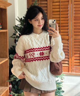 Fair Isle Christmas Cable Jacquard Knit