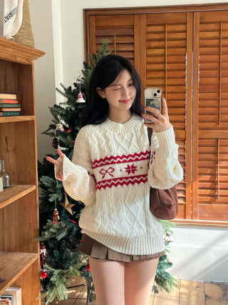 Fair Isle Christmas Cable Jacquard Knit