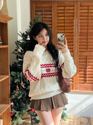 Fair Isle Christmas Cable Jacquard Knit