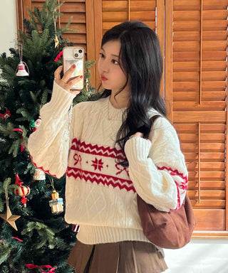 Fair Isle Christmas Cable Jacquard Knit