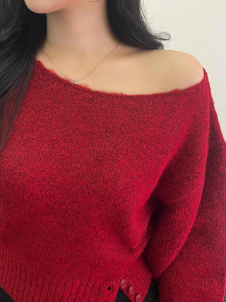 Soft Delicate Fit Boat Neck Cropped Loose Fit Knit
