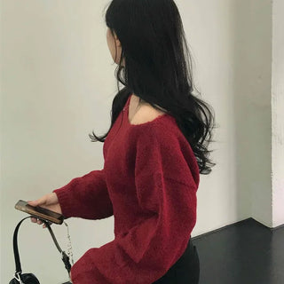 Soft Delicate Fit Boat Neck Cropped Loose Fit Knit
