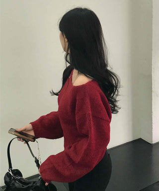 Soft Delicate Fit Boat Neck Cropped Loose Fit Knit
