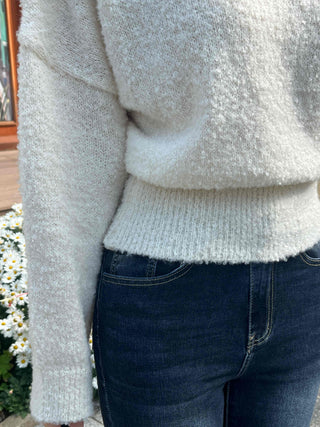 Soft Touch Heathered Boat Neck Balloon Knit