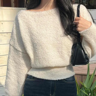 Soft Touch Heathered Boat Neck Balloon Knit