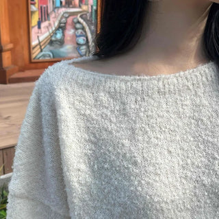 Soft Touch Heathered Boat Neck Balloon Knit