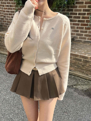 Soft Daily Round Neck Crop Knit Cardigan
