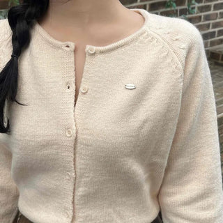 Soft Daily Round Neck Crop Knit Cardigan