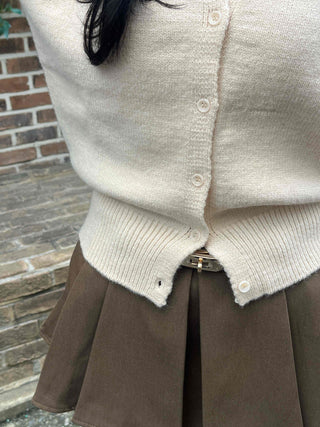 Soft Daily Round Neck Crop Knit Cardigan