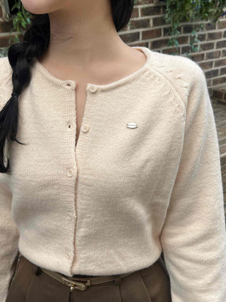 Soft Daily Round Neck Crop Knit Cardigan