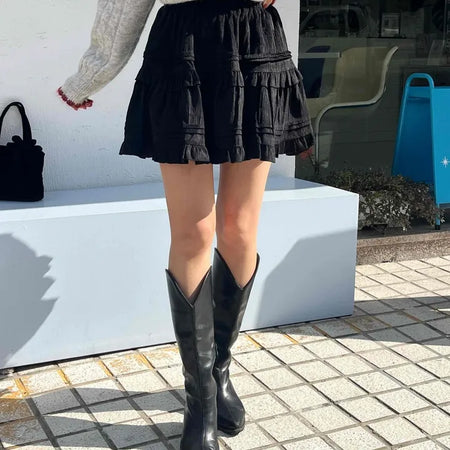 Campus Look Tiered Frill A-Line Flare Mini Skirt