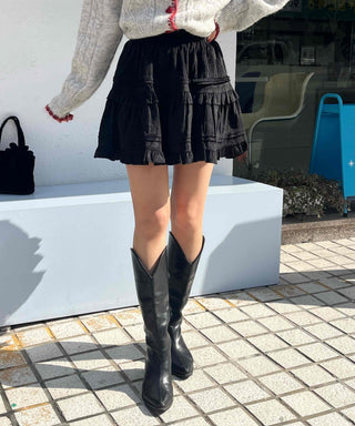 Campus Look Tiered Frill A-Line Flare Mini Skirt