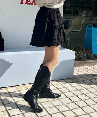 Campus Look Tiered Frill A-Line Flare Mini Skirt