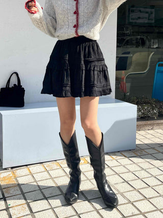 Campus Look Tiered Frill A-Line Flare Mini Skirt