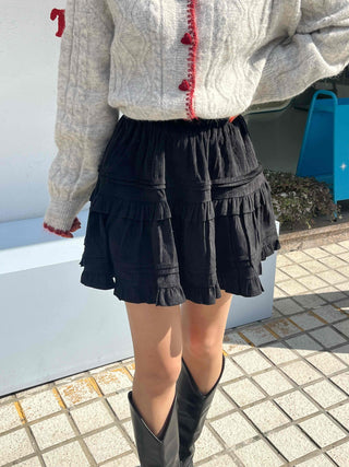 Campus Look Tiered Frill A-Line Flare Mini Skirt