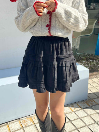 Campus Look Tiered Frill A-Line Flare Mini Skirt
