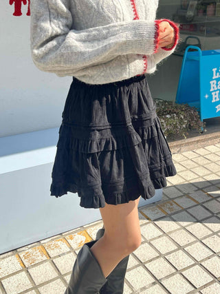 Campus Look Tiered Frill A-Line Flare Mini Skirt