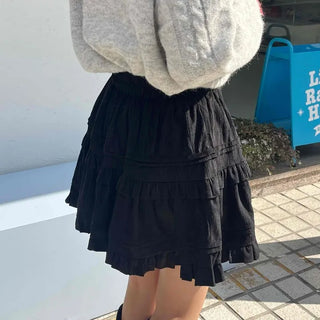 Campus Look Tiered Frill A-Line Flare Mini Skirt