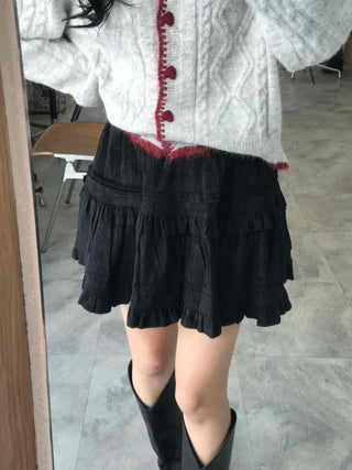 Campus Look Tiered Frill A-Line Flare Mini Skirt